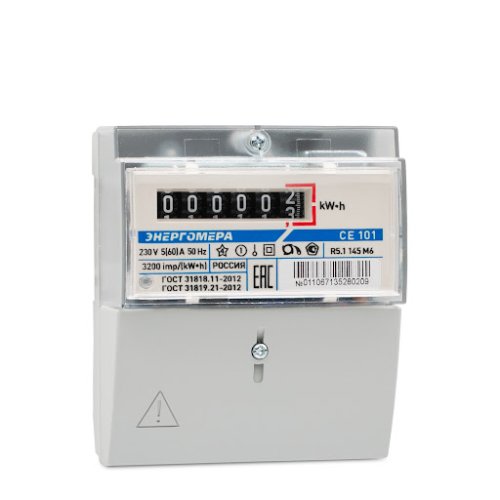 Счетчик электроэнергии 1Ф однотарифный Энергомера CE101 R5.1 145 М6 60/5 Т1 D 230В картинка